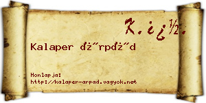 Kalaper Árpád névjegykártya